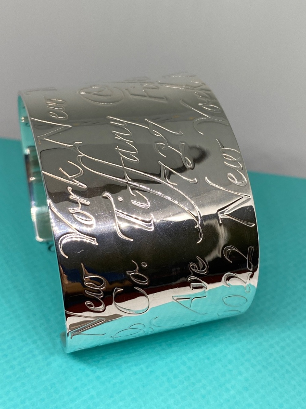 New Tiffany & Co Sterling Silver Notes Collection Wide Script Cuff Bracelet - Picture 7 of 7